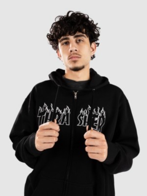 Thrasher Flame Embroidered Zip Hoodie - buy now | ID-773971